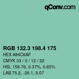 カラーコード: RGB 132.3 198.4 175 | qconv.com