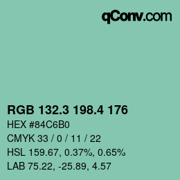 カラーコード: RGB 132.3 198.4 176 | qconv.com