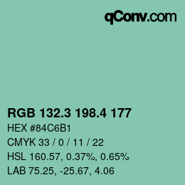 カラーコード: RGB 132.3 198.4 177 | qconv.com