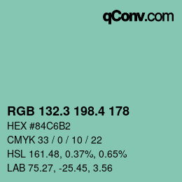 カラーコード: RGB 132.3 198.4 178 | qconv.com