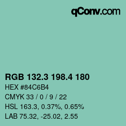 カラーコード: RGB 132.3 198.4 180 | qconv.com