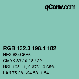 カラーコード: RGB 132.3 198.4 182 | qconv.com