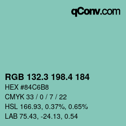 カラーコード: RGB 132.3 198.4 184 | qconv.com