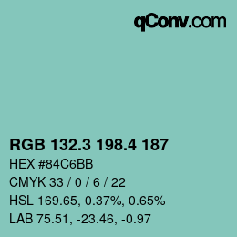 カラーコード: RGB 132.3 198.4 187 | qconv.com