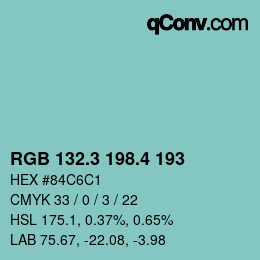 カラーコード: RGB 132.3 198.4 193 | qconv.com