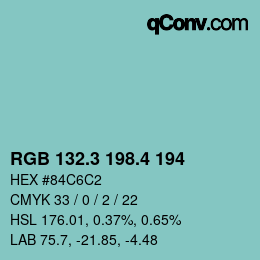 カラーコード: RGB 132.3 198.4 194 | qconv.com
