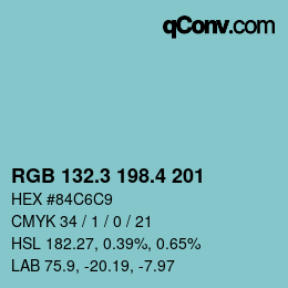 カラーコード: RGB 132.3 198.4 201 | qconv.com