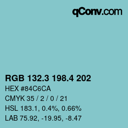カラーコード: RGB 132.3 198.4 202 | qconv.com