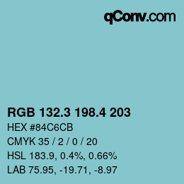 カラーコード: RGB 132.3 198.4 203 | qconv.com