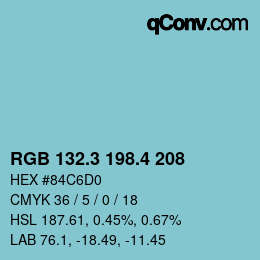 カラーコード: RGB 132.3 198.4 208 | qconv.com