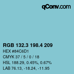カラーコード: RGB 132.3 198.4 209 | qconv.com