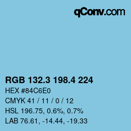 カラーコード: RGB 132.3 198.4 224 | qconv.com