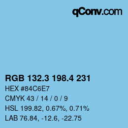 カラーコード: RGB 132.3 198.4 231 | qconv.com