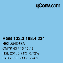 カラーコード: RGB 132.3 198.4 234 | qconv.com