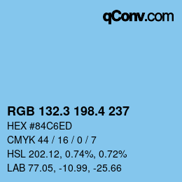 カラーコード: RGB 132.3 198.4 237 | qconv.com