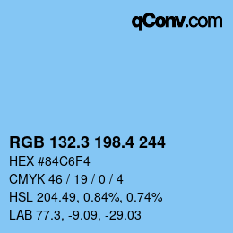カラーコード: RGB 132.3 198.4 244 | qconv.com