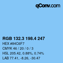 カラーコード: RGB 132.3 198.4 247 | qconv.com
