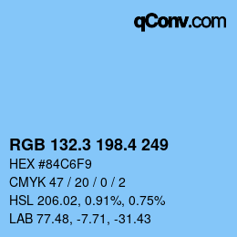 カラーコード: RGB 132.3 198.4 249 | qconv.com