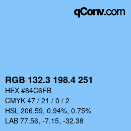 カラーコード: RGB 132.3 198.4 251 | qconv.com