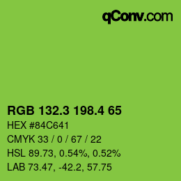 カラーコード: RGB 132.3 198.4 65 | qconv.com