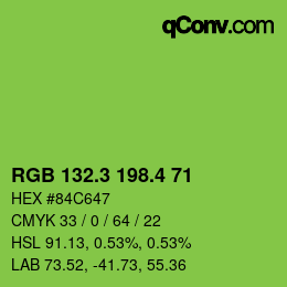 カラーコード: RGB 132.3 198.4 71 | qconv.com