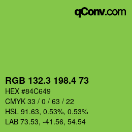 カラーコード: RGB 132.3 198.4 73 | qconv.com
