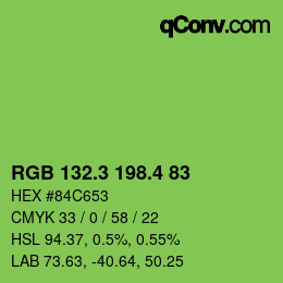 カラーコード: RGB 132.3 198.4 83 | qconv.com