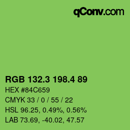 カラーコード: RGB 132.3 198.4 89 | qconv.com