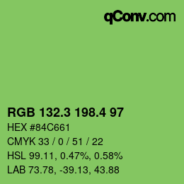 カラーコード: RGB 132.3 198.4 97 | qconv.com