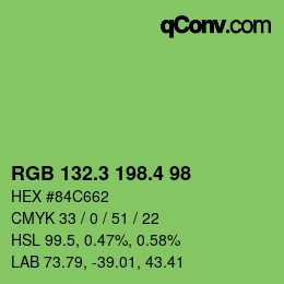カラーコード: RGB 132.3 198.4 98 | qconv.com