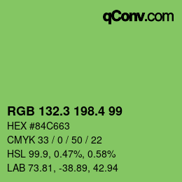 カラーコード: RGB 132.3 198.4 99 | qconv.com