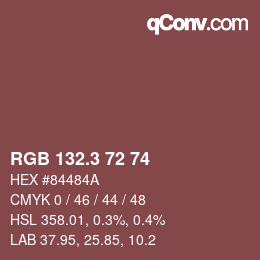 カラーコード: RGB 132.3 72 74 | qconv.com