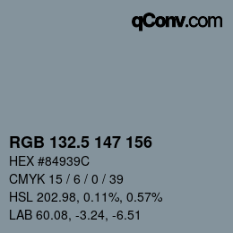 Farbcode: RGB 132.5 147 156 | qconv.com