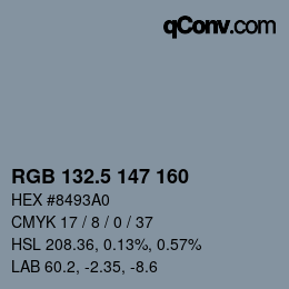 颜色代码: RGB 132.5 147 160 | qconv.com
