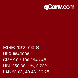 カラーコード: RGB 132.7 0 8 | qconv.com