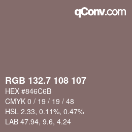 カラーコード: RGB 132.7 108 107 | qconv.com