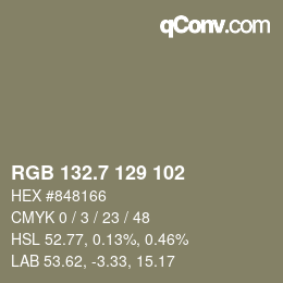 カラーコード: RGB 132.7 129 102 | qconv.com