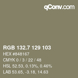カラーコード: RGB 132.7 129 103 | qconv.com