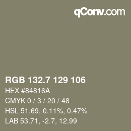 カラーコード: RGB 132.7 129 106 | qconv.com