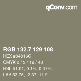 カラーコード: RGB 132.7 129 108 | qconv.com