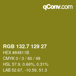 カラーコード: RGB 132.7 129 27 | qconv.com