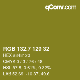 カラーコード: RGB 132.7 129 32 | qconv.com