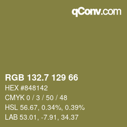 カラーコード: RGB 132.7 129 66 | qconv.com