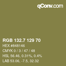 カラーコード: RGB 132.7 129 70 | qconv.com