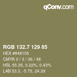 カラーコード: RGB 132.7 129 85 | qconv.com