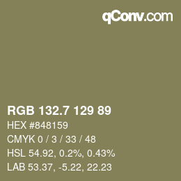 カラーコード: RGB 132.7 129 89 | qconv.com