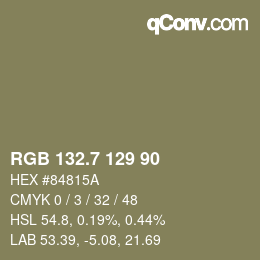 カラーコード: RGB 132.7 129 90 | qconv.com