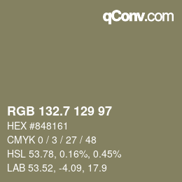 カラーコード: RGB 132.7 129 97 | qconv.com