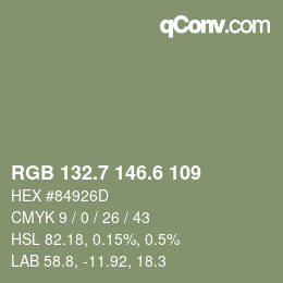 カラーコード: RGB 132.7 146.6 109 | qconv.com