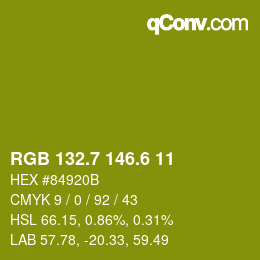 カラーコード: RGB 132.7 146.6 11 | qconv.com